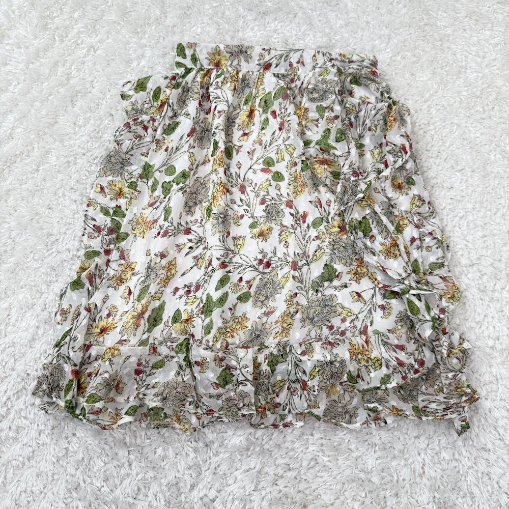 Walter Baker Skirt Womens Small White Floral Ruffle High Waist Lined Boho Style